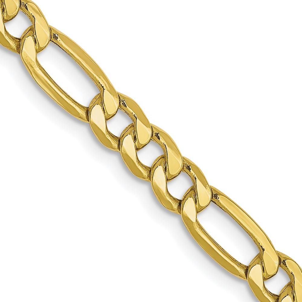 Jewelryweb 10k 4.75mm Semi-solid Figaro Chain Necklace - 24 Inch