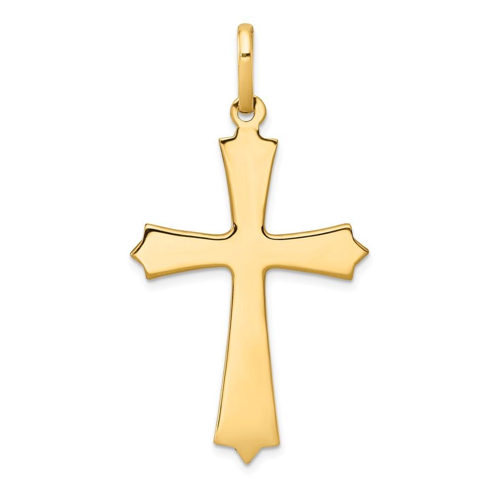 Jewelryweb 14k Yellow Gold Polished Cross Pendant - Measures 23.2x42mm