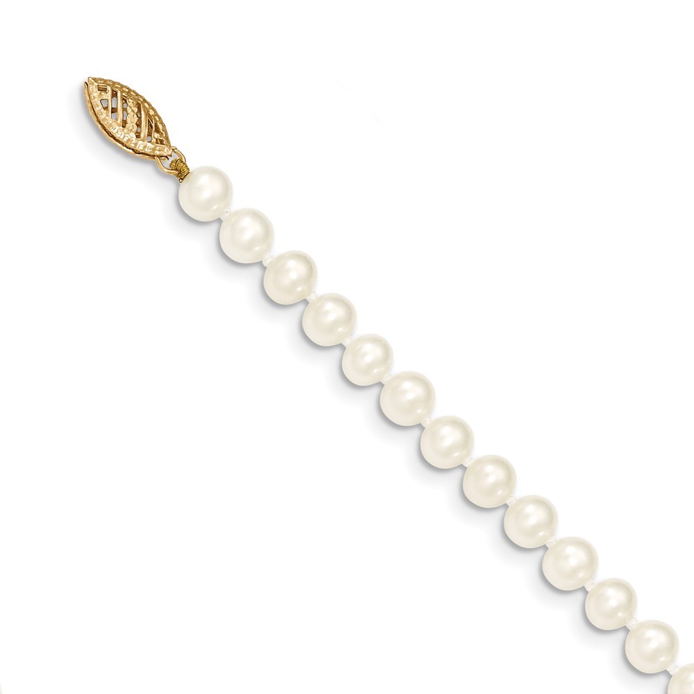 Jewelryweb 14k Yellow Gold 5-5.5mm White Freshwater Onion Freshwater Cultured Pearl Bracelet - 7.5 Inch
