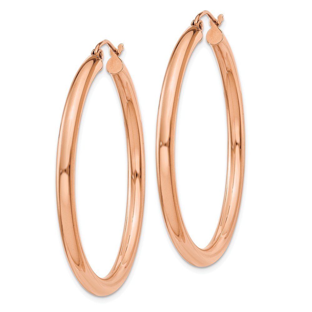 Jewelryweb 14k Rose Gold 3mm Hoop Earrings - Measures 39x39mm