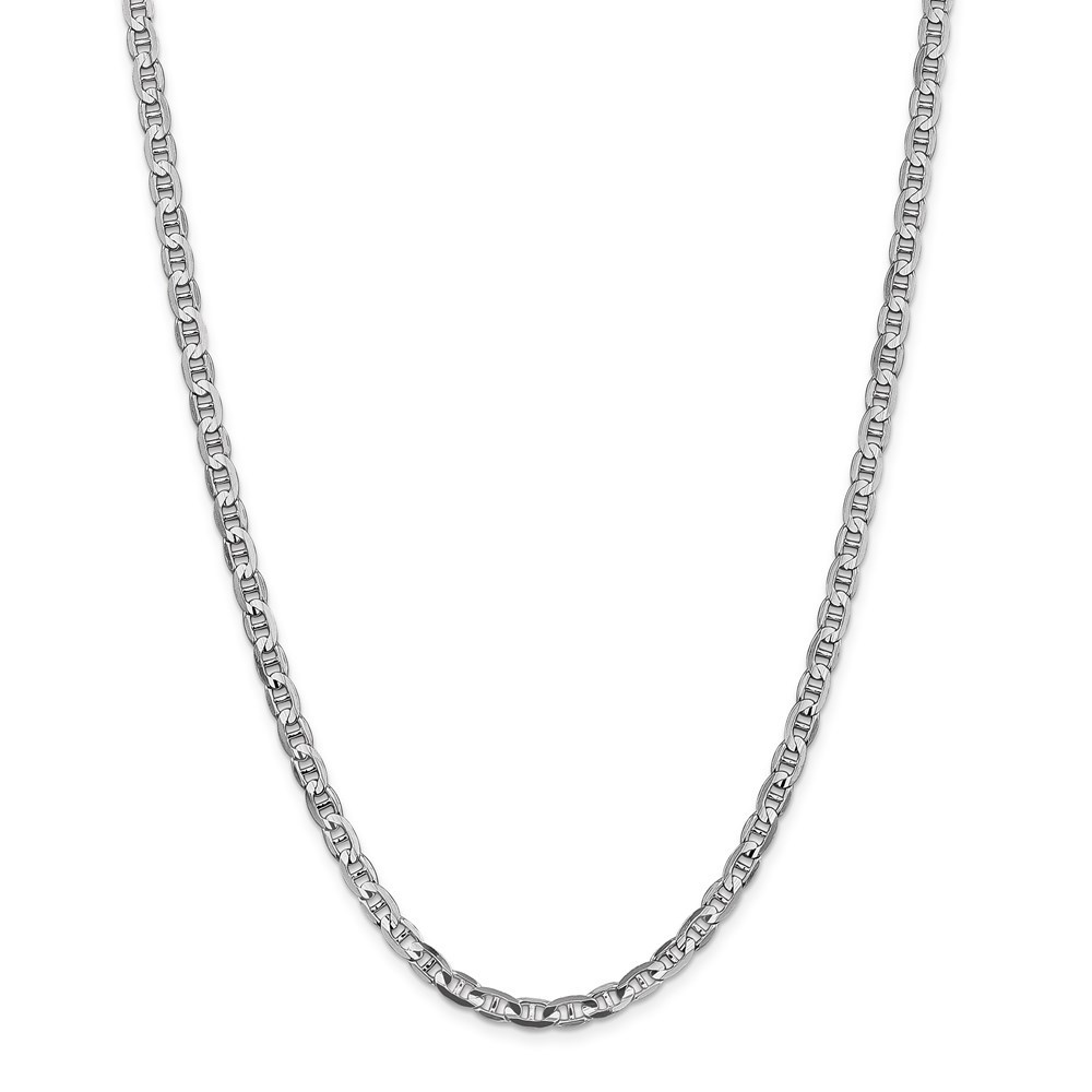 Jewelryweb 14k White Gold 4.4mm Concave Anchor Chain Necklace - 24 Inch - Lobster Claw
