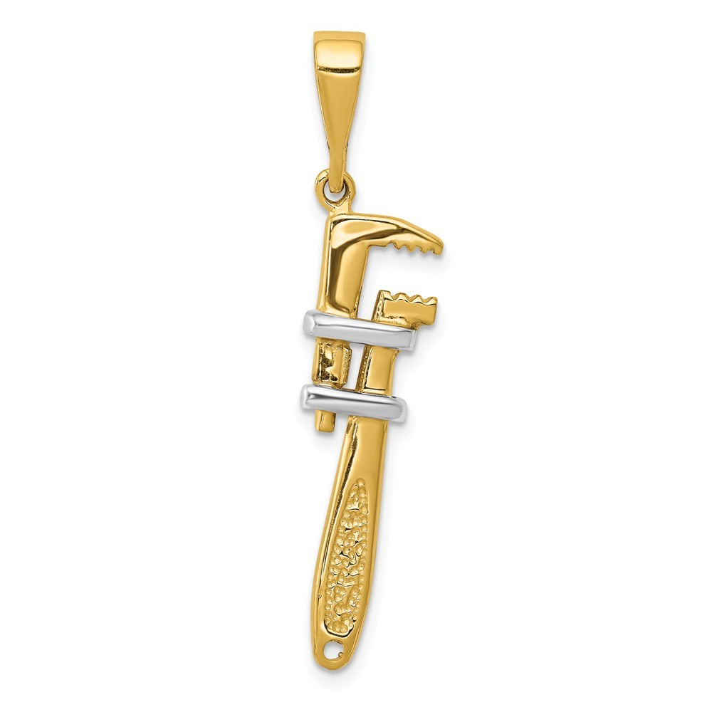 Jewelryweb 14k 3-D Two-Tone Gold Wrench Charm - Measures 40x8mm