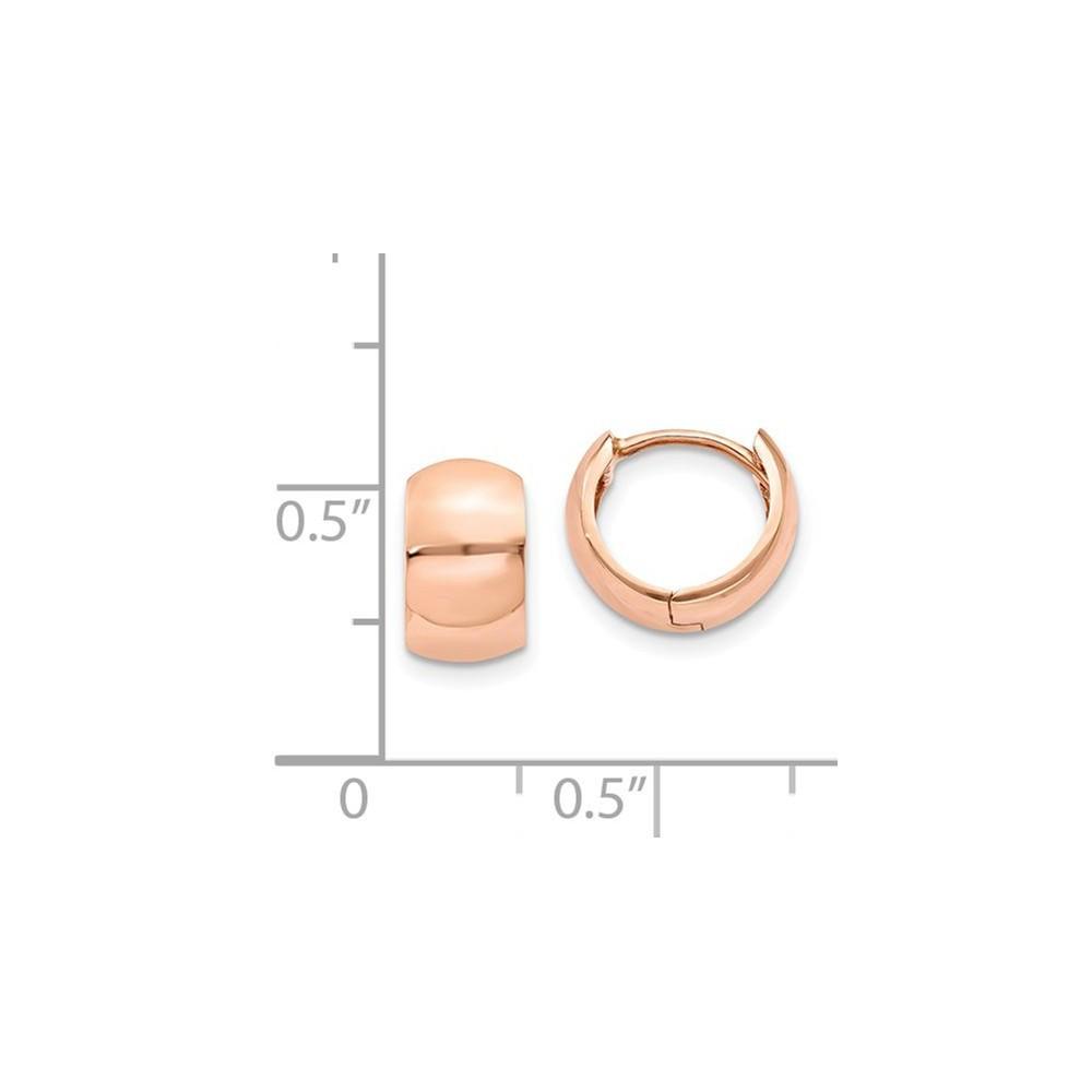 Jewelryweb 14k Rose Gold Hinged Hoop Earrings - Measures 11x7mm Wide