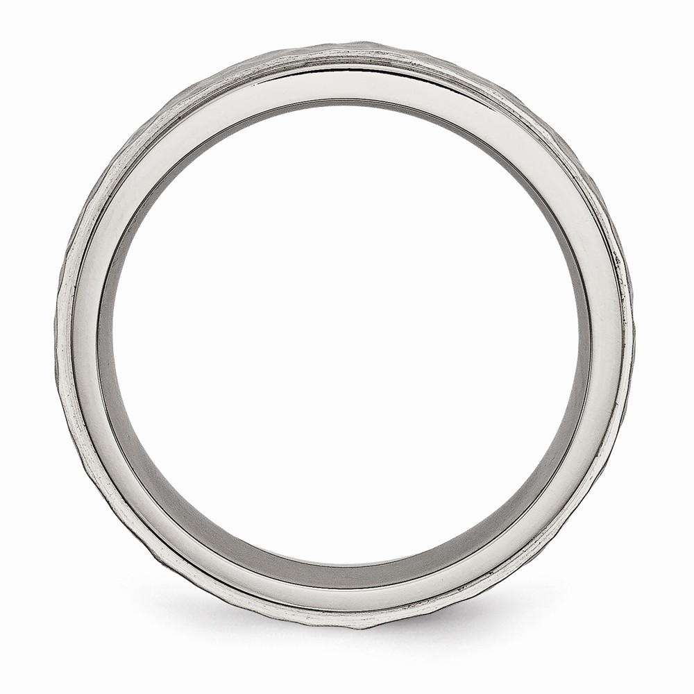 Jewelryweb Titanium 6mm Hammered and Polished Band Ring - Size 12.5