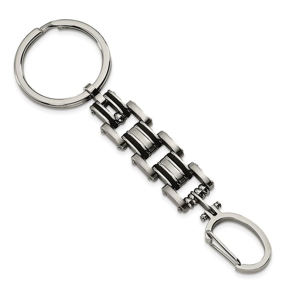 Jewelryweb Stainless Steel Black Rubber Key Chain