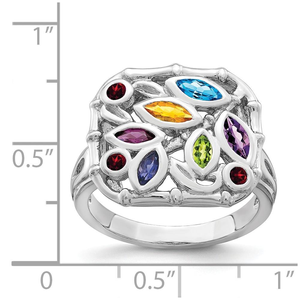Jewelryweb Sterling Silver Multi Gemstone Ring - Size 7