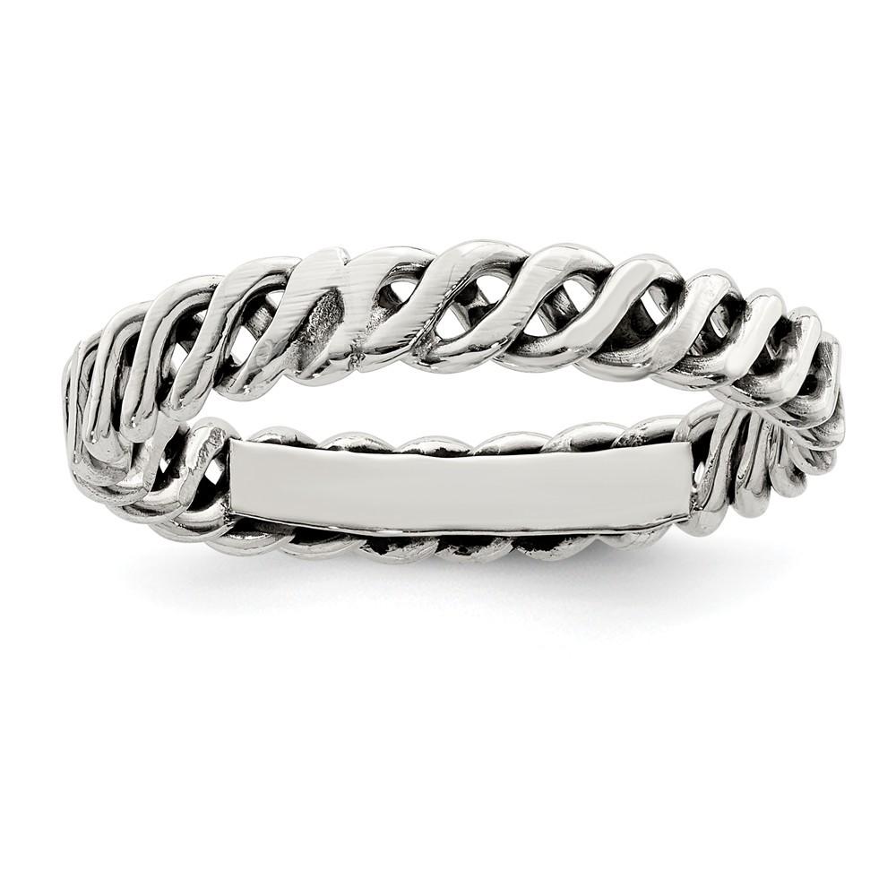 Jewelryweb Sterling Silver Polished Weaved 3.5mm Womens Ring - Size 6