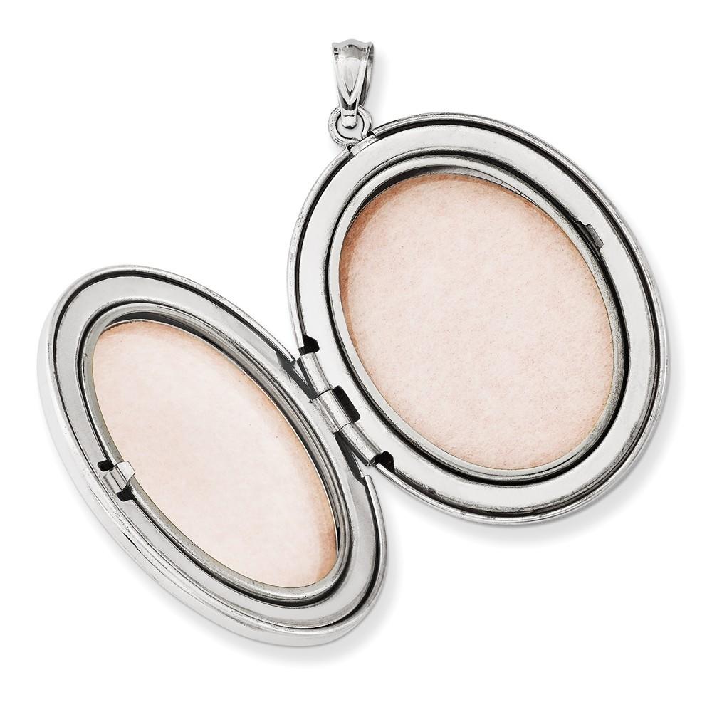 Jewelryweb Sterling Silver and Diamond With Swirl Border 34mm Oval Locket