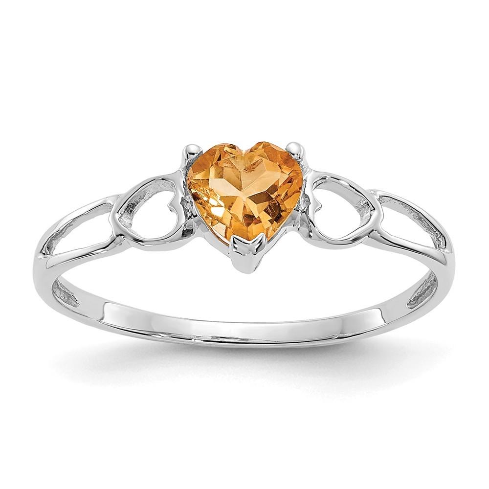 Jewelryweb 10k White Gold Citrine Birthstone Ring - Size 6