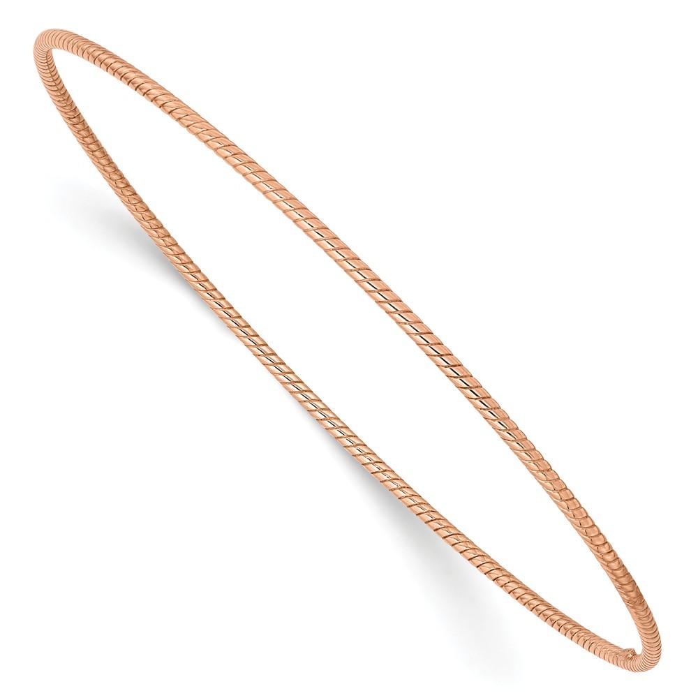 Jewelryweb 14k 1.5mm Rose Gold Twist Slip-on Bangle Bracelet