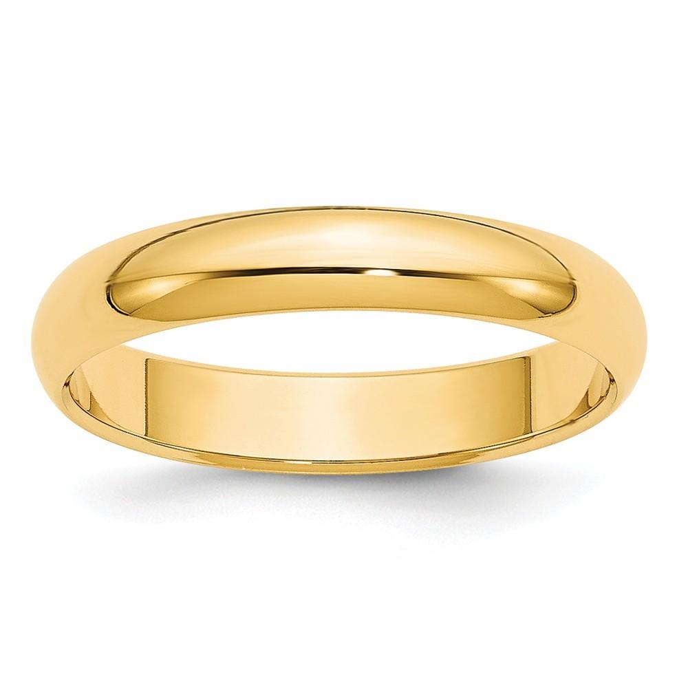 Jewelryweb 14k Yellow Gold 4mm Half-Round Wedding Band Ring - Size 9.5