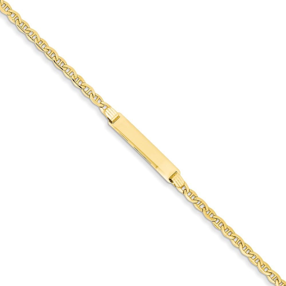 Jewelryweb 14k Yellow Gold ID Bracelet - 7 Inch - Lobster Claw - Measures 5mm Wide