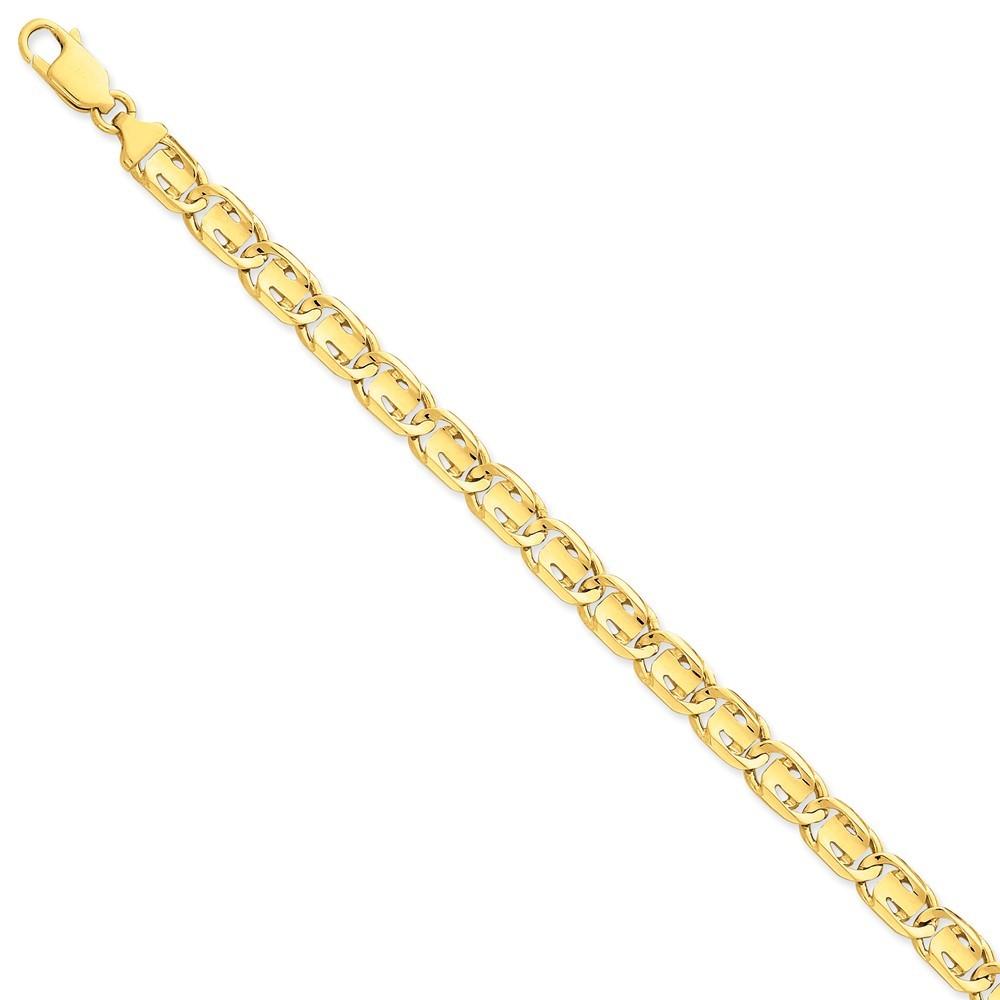 Jewelryweb 14k Yellow Gold 7mm Hand-polished Fancy Link Chain Necklace - 20 Inch