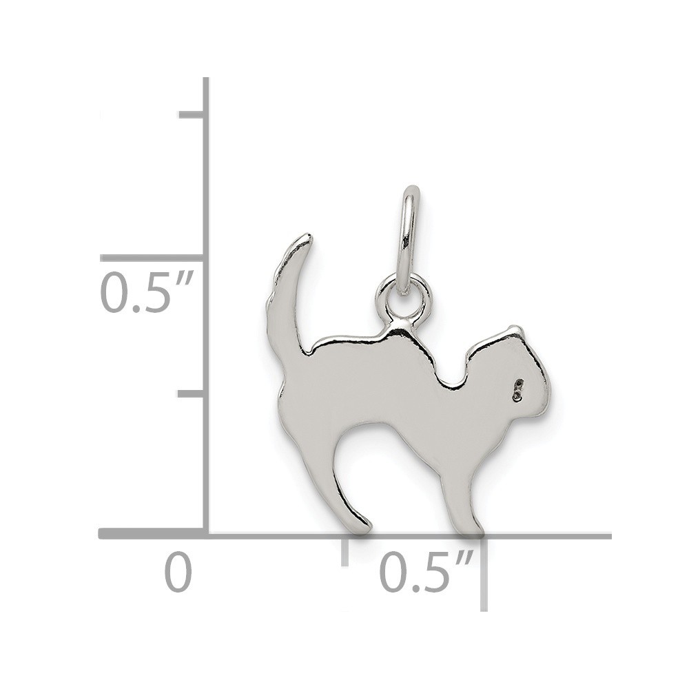 Jewelryweb Sterling Silver Cat Charm - Measures 19x14mm Wide