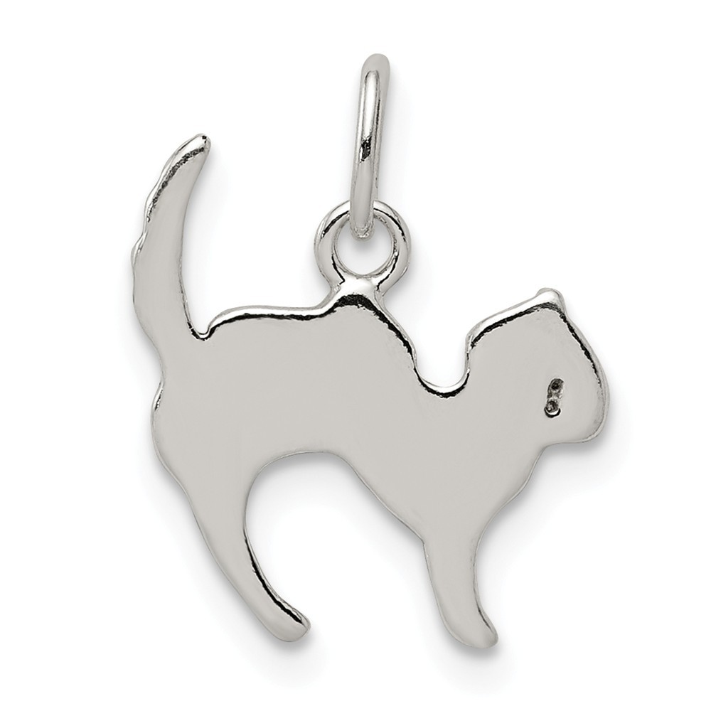 Jewelryweb Sterling Silver Cat Charm - Measures 19x14mm Wide