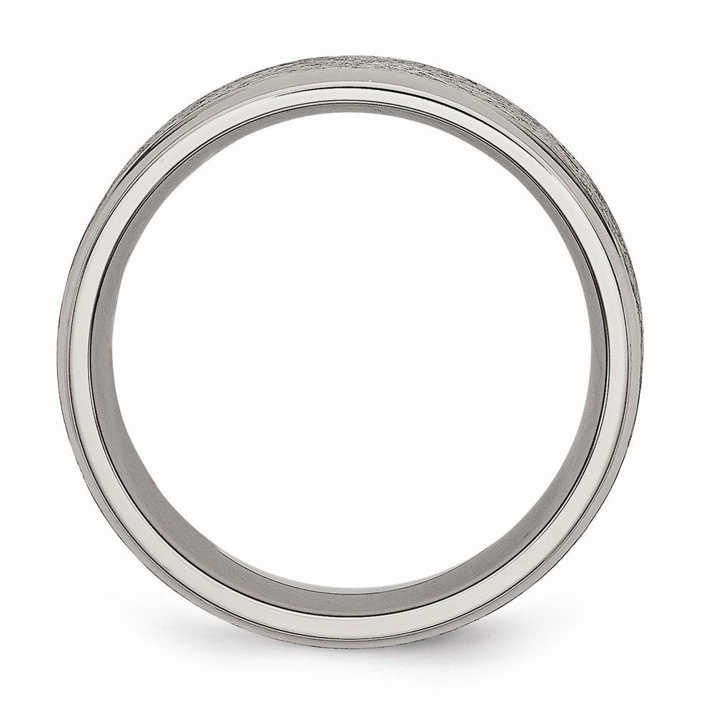 Jewelryweb Titanium Grooved Edge 8mm Satin Polished Band Ring Size 12.5