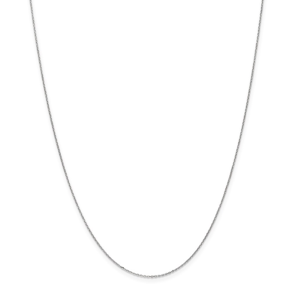 Jewelryweb 14k White Gold .8mm D-Cut Cable Chain Necklace - 16 Inch - Spring Ring