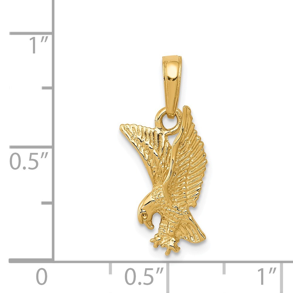 Jewelryweb 14k Yellow Gold Eagle Landing Pendant - Measures 19.7x9.6mm