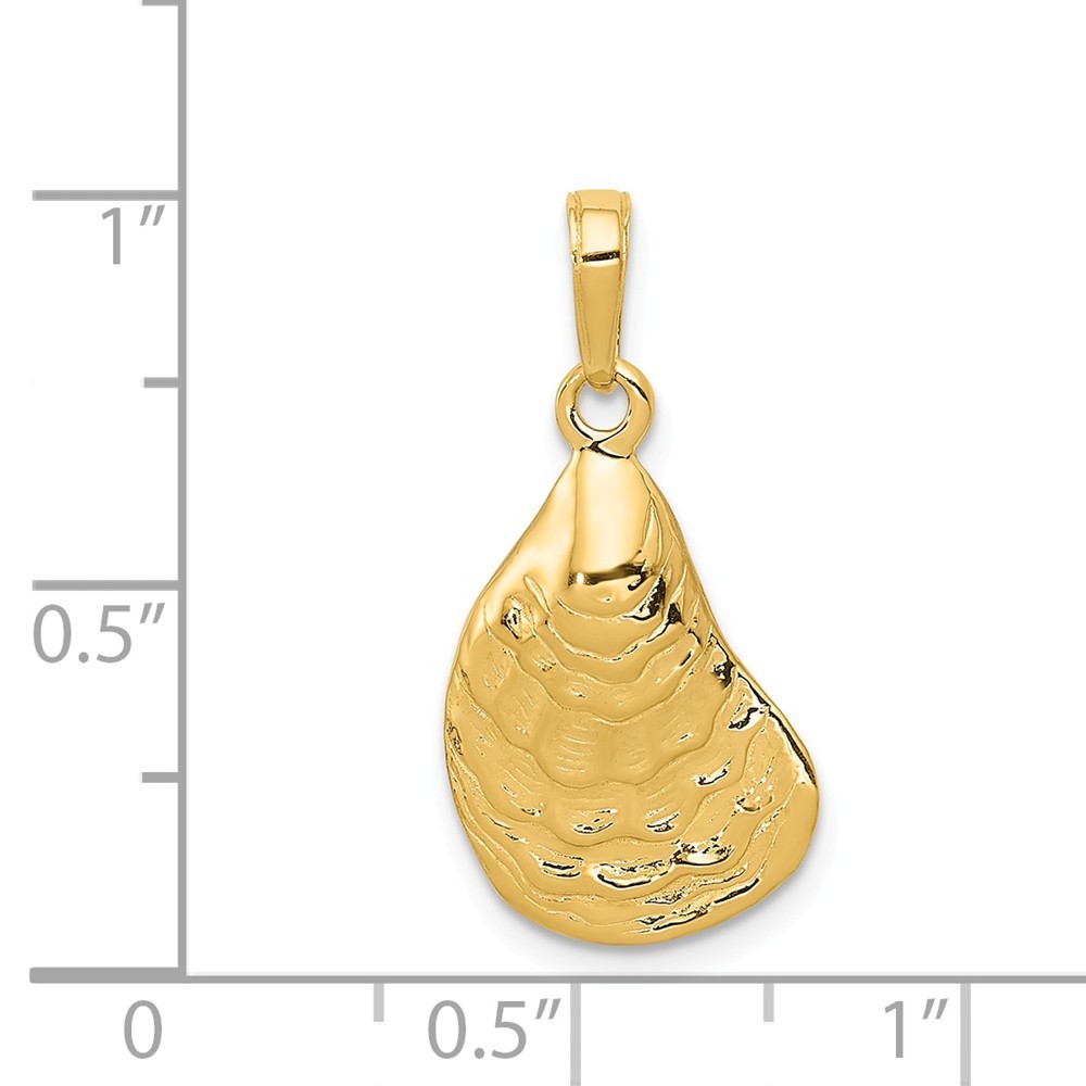 Jewelryweb 14k Yellow Gold Oyster Shell Pendant - Measures 24.5x13.3mm