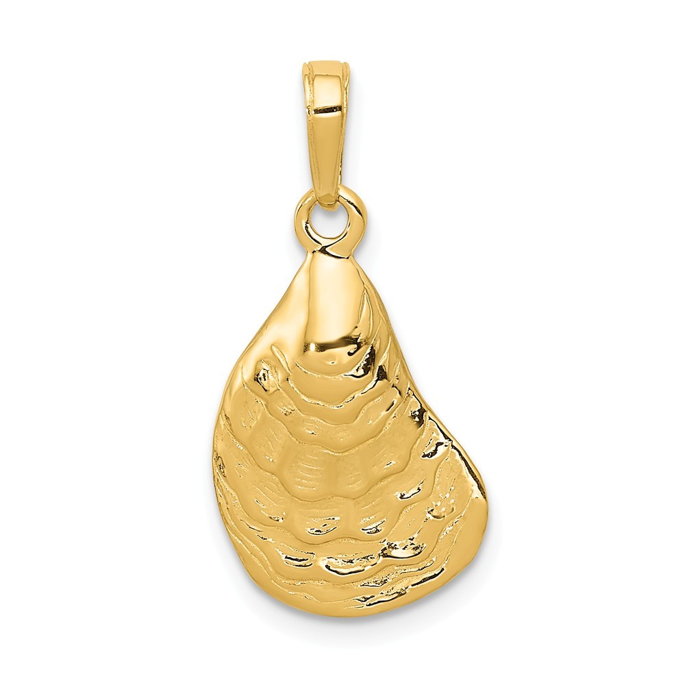 Jewelryweb 14k Yellow Gold Oyster Shell Pendant - Measures 24.5x13.3mm