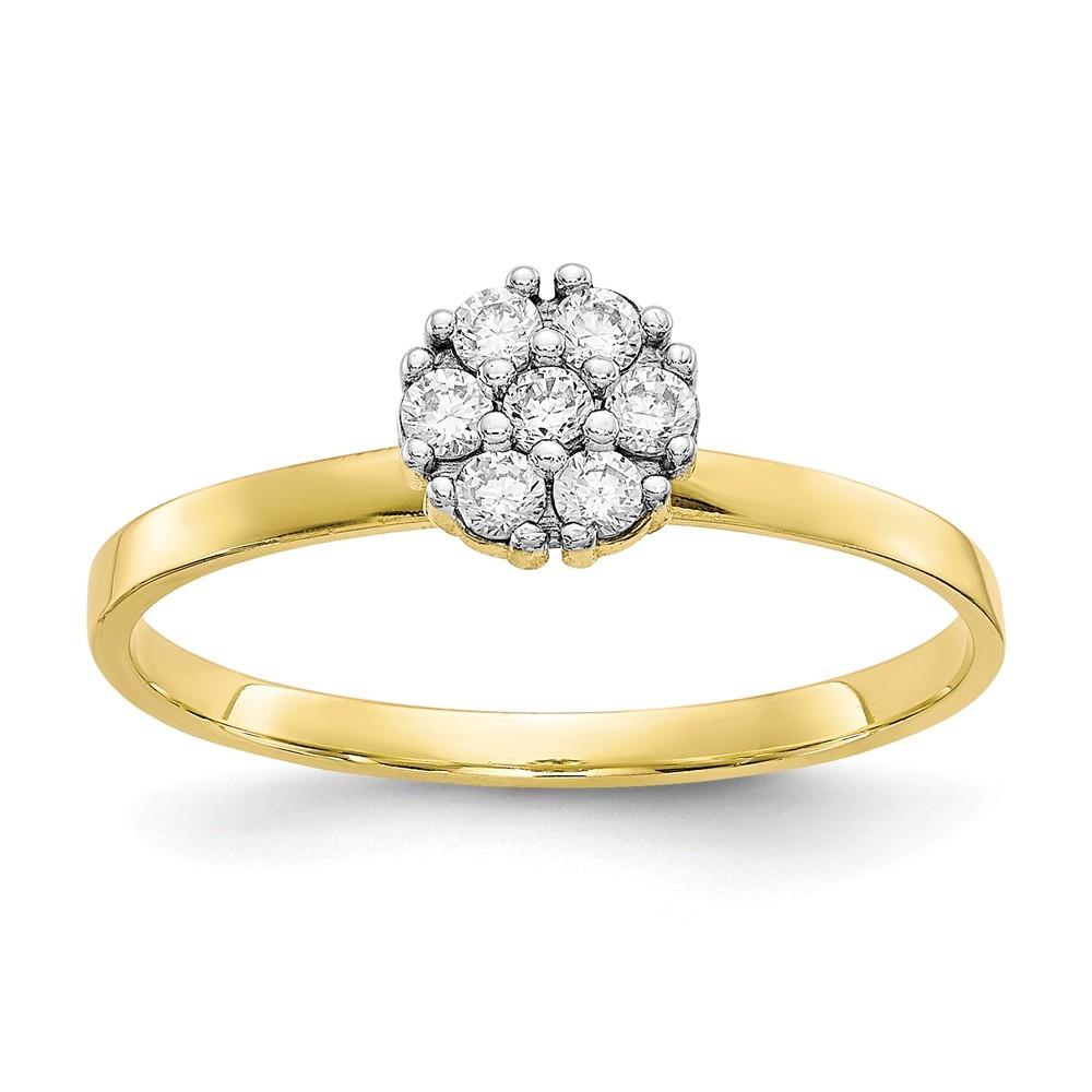 Jewelryweb 10k Yellow Gold Cubic Zirconia Cluster Promise Ring - Size 6.00