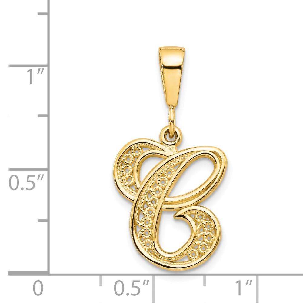 Jewelryweb 14k Yellow Gold Initial C Charm - Measures 28x15mm