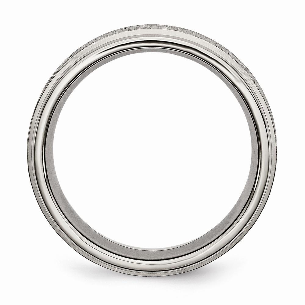 Jewelryweb Titanium Grooved Edge 8mm Satin Polished Band Ring Size 8.5