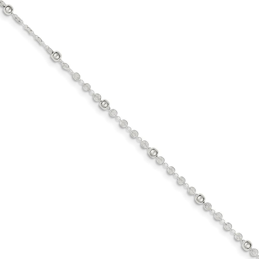 Jewelryweb Sterling Silver With 1inch Ext. Anklet - 10 Inch