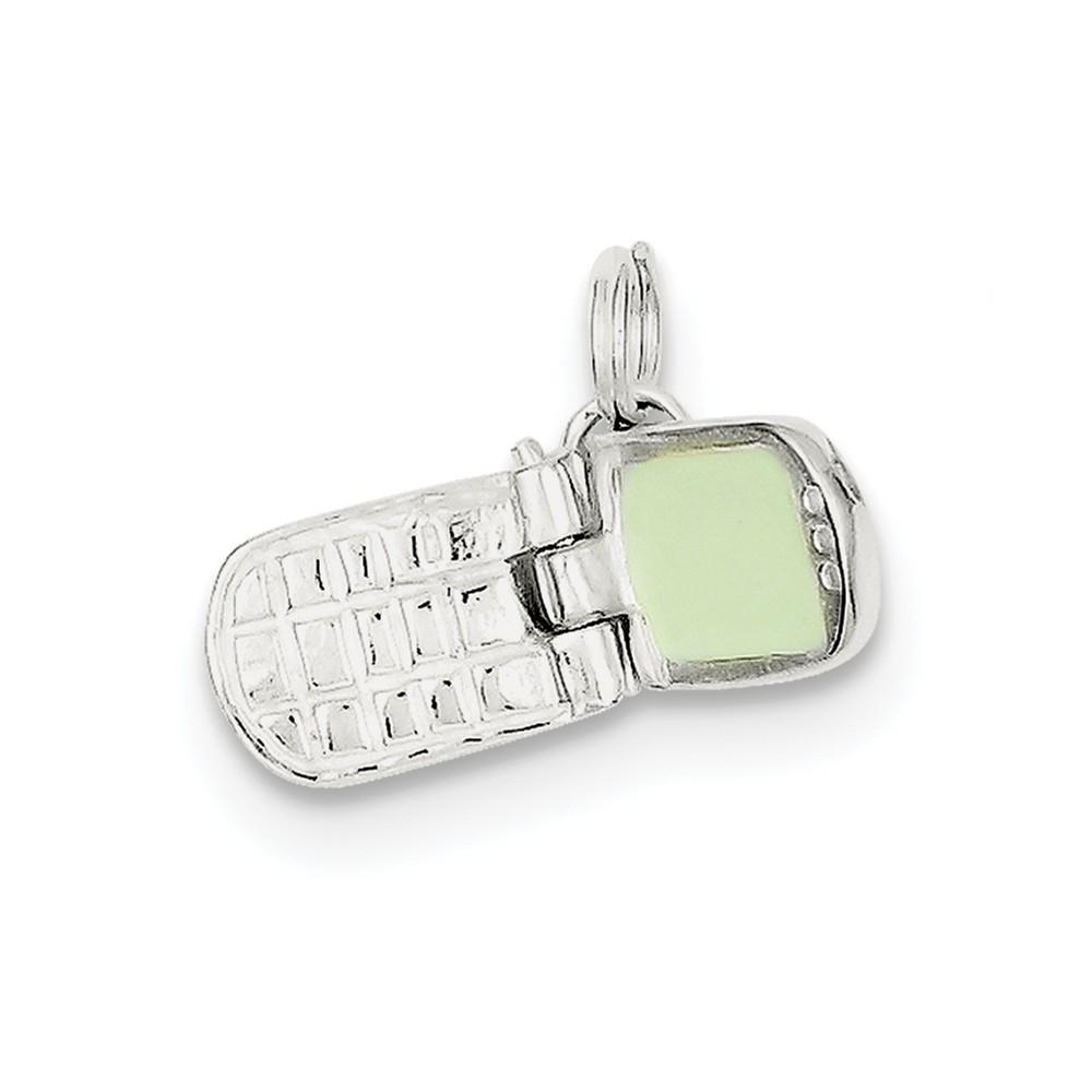 Jewelryweb Sterling Silver Enameled Cell Phone Charm
