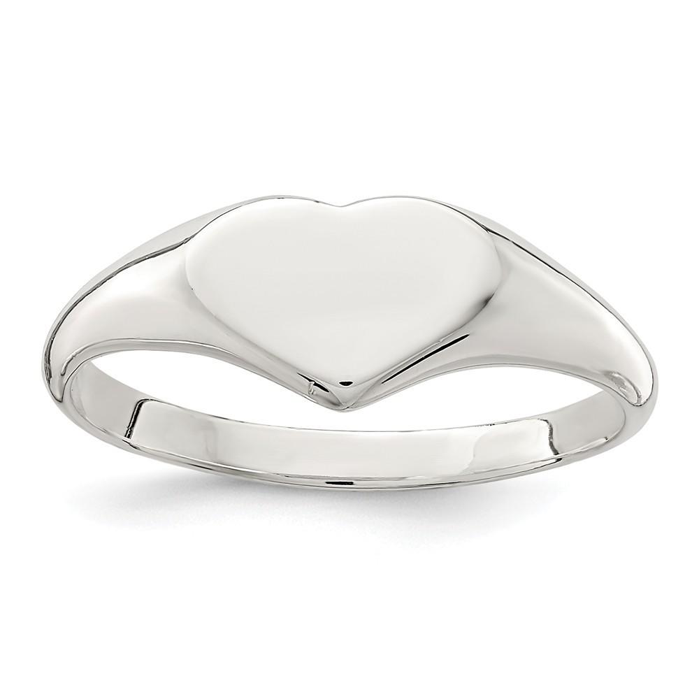 Jewelryweb Sterling Silver Heart Signet Ring - Size 8