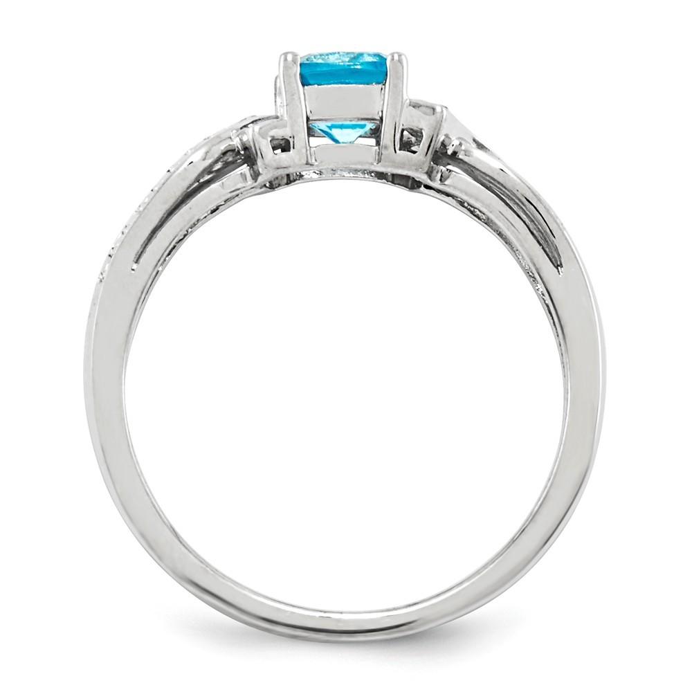 Jewelryweb Sterling Silver Light Swiss Blue Topaz and Diamond Ring - Size 9