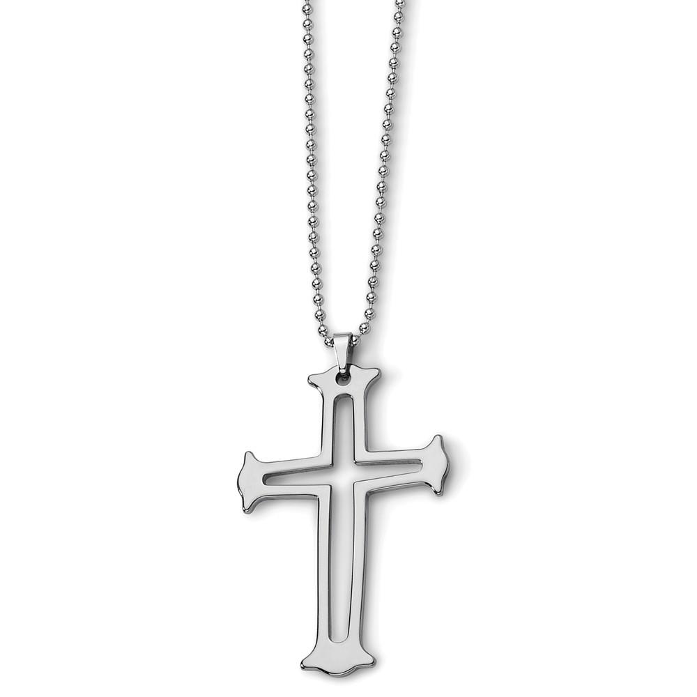 Jewelryweb Tungsten Cross Necklace - 24 Inch