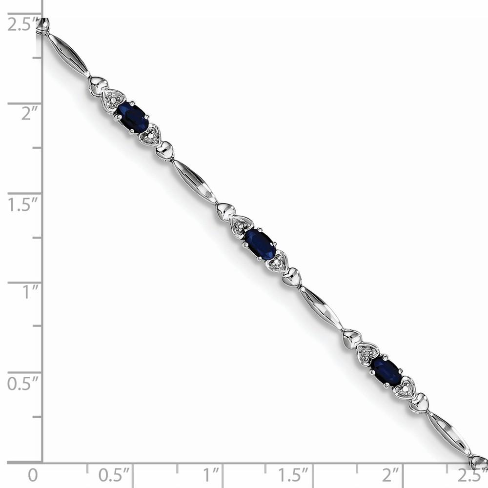 Jewelryweb Sterling Silver Sapphire and Diamond Bracelet - Measures 3mm Wide
