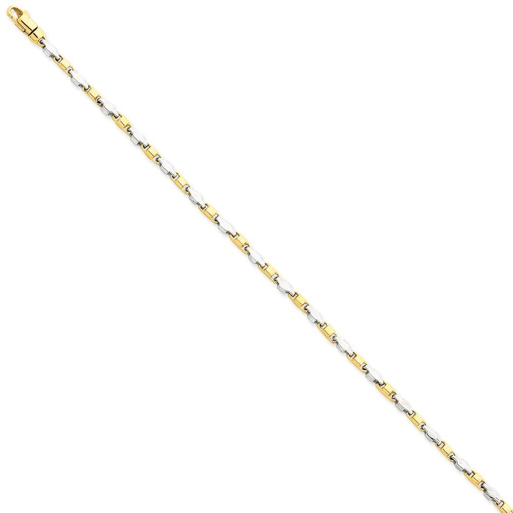 Jewelryweb 14k Two-Tone Gold 2.25mm Fancy Link Chain Bracelet - 7 Inch