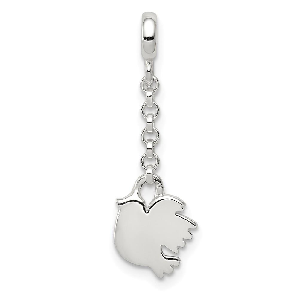 Jewelryweb Sterling Silver Polished Bird 1/2inch Dangle Enhancer Charm - Measures 25x8mm Wide