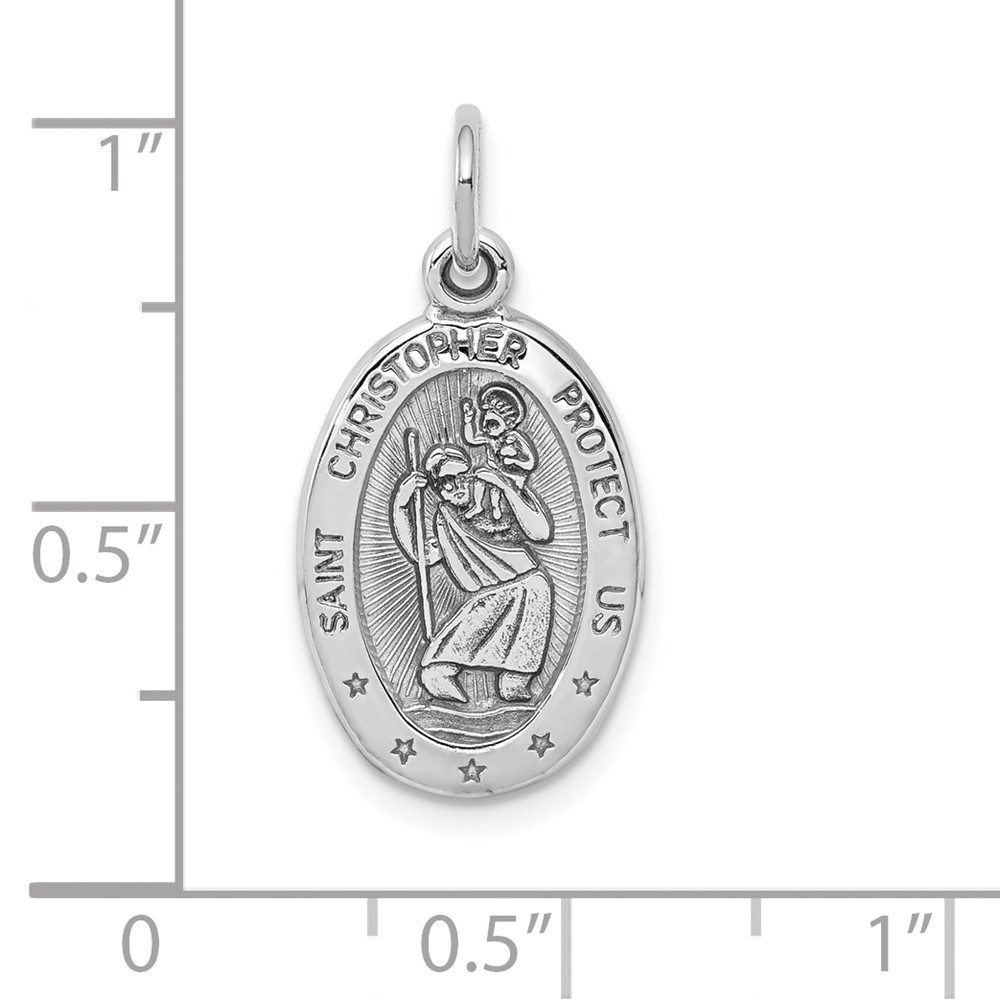 Jewelryweb 10k White Gold ST. Christopher Medal Pendant - Measures 24x11mm Wide