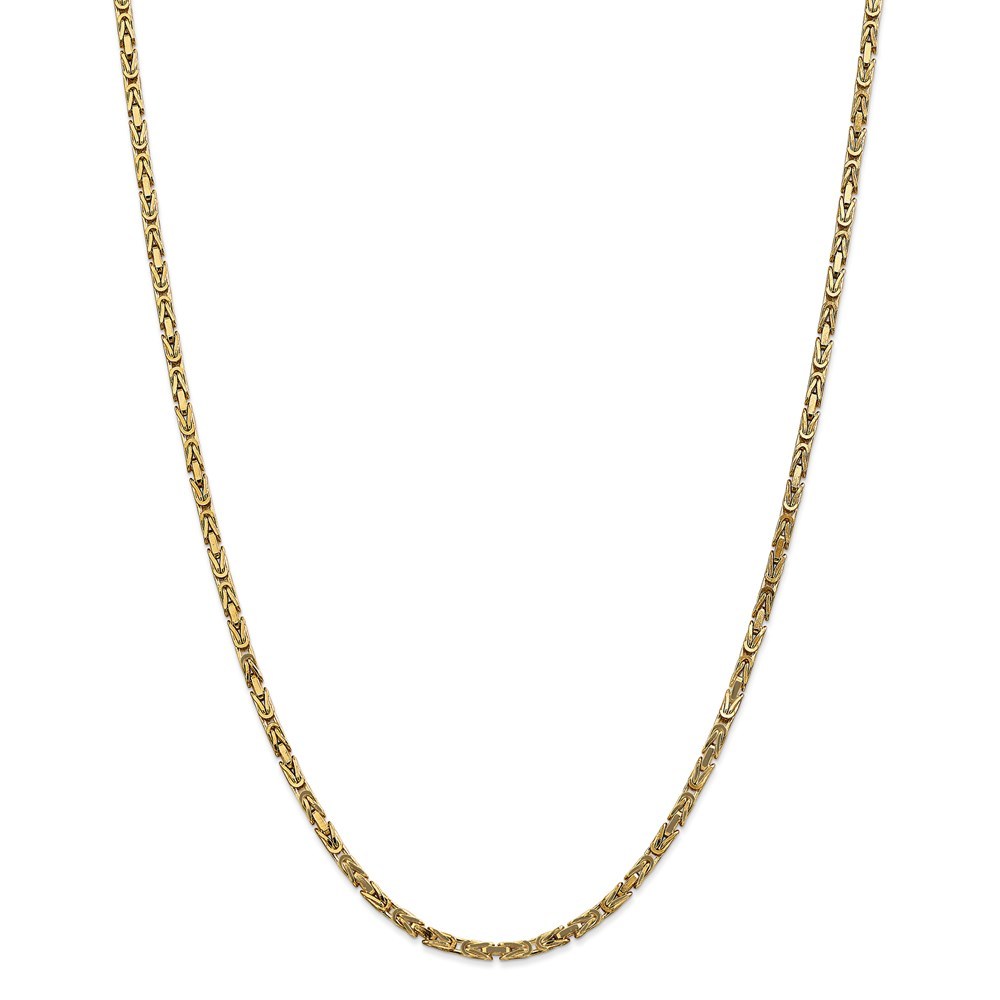 Jewelryweb 14k Yellow Gold 2.5mm Byzantine Chain Necklace - 30 Inch - Lobster Claw