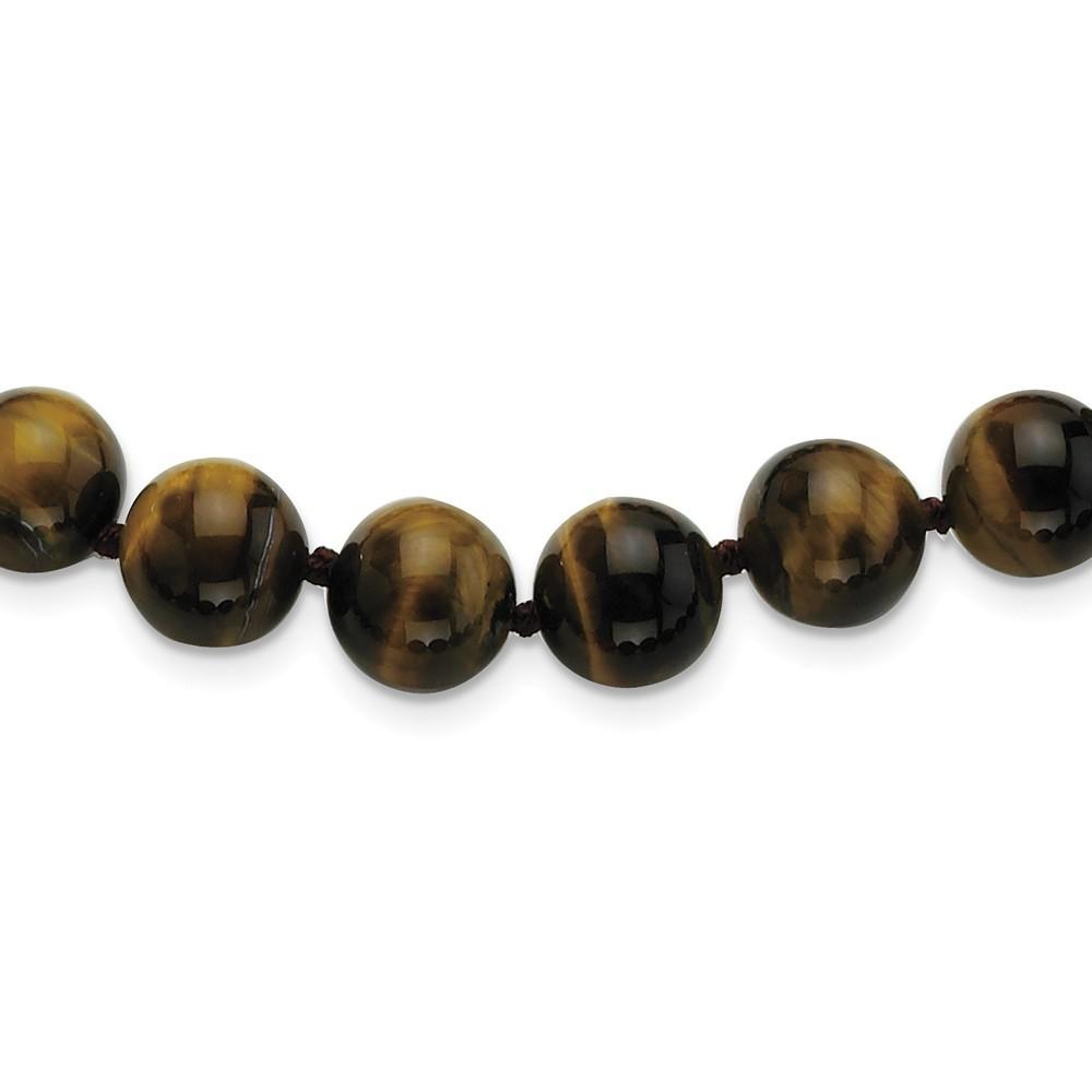 Jewelryweb 10-10.5mm Smooth Beaded Tiger Eye Necklace - 18 Inch