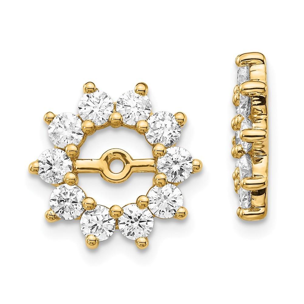 Jewelryweb 14k Yellow Gold Diamond Earrings Jacket - Measures 13x13mm Wide