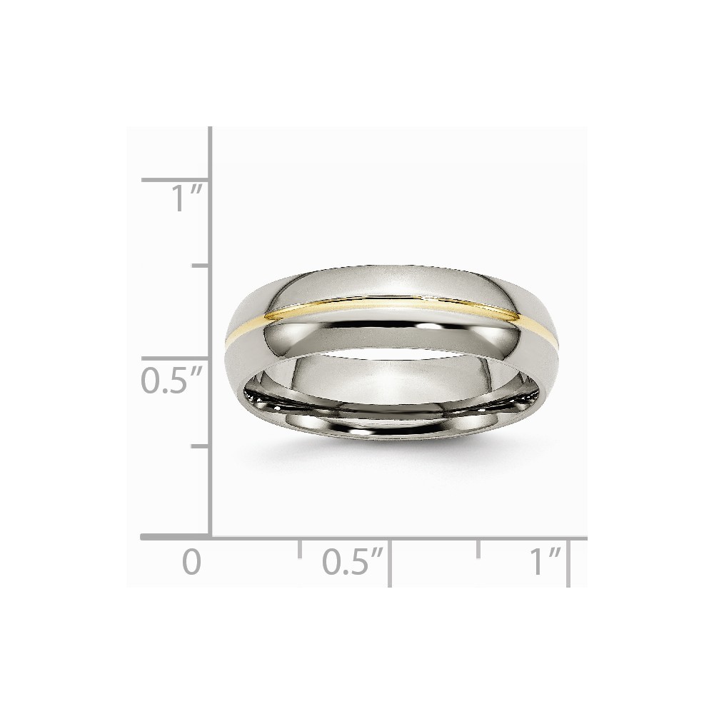 Jewelryweb Titanium 14k Gold-Flashed 6mm Polished Band Ring - Size 8
