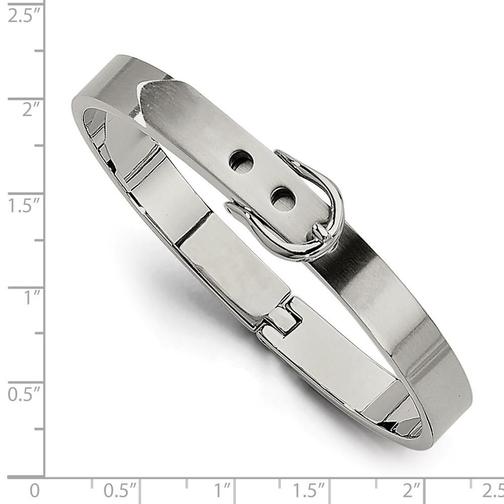 Jewelryweb Stainless Steel Fancy Belt Hinged Bracelet