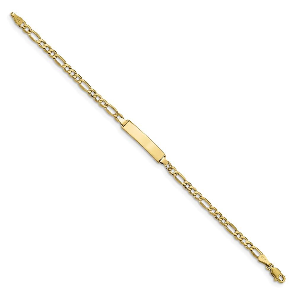 Jewelryweb 4.4mm 10k Semi-solid Figaro Link ID Bracelet - 6 Inch
