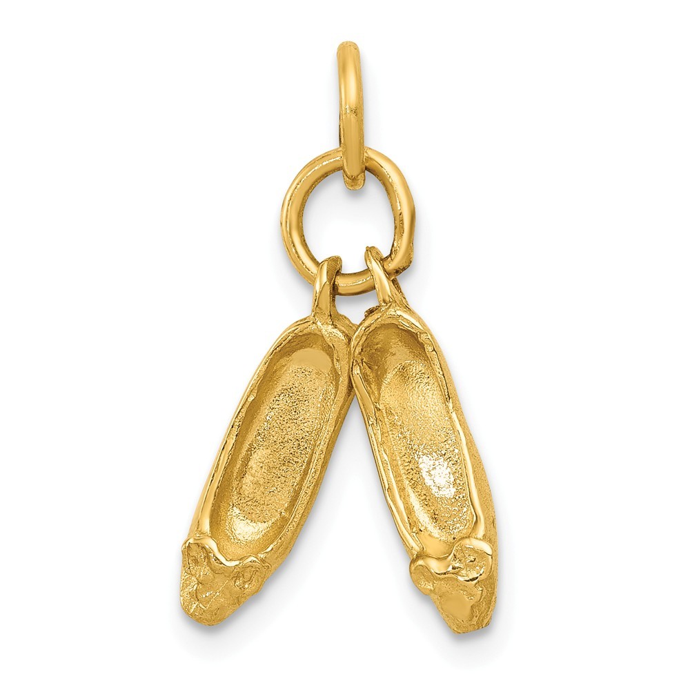 Jewelryweb 14k Yellow Gold Ballet Slippers Charm - Measures 17.1x7.3mm