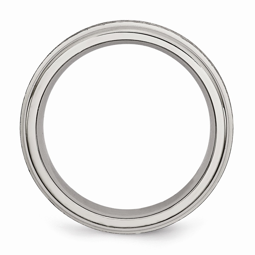 Jewelryweb Titanium Grooved Edge 6mm Satin Polished Band Ring Size 12.5