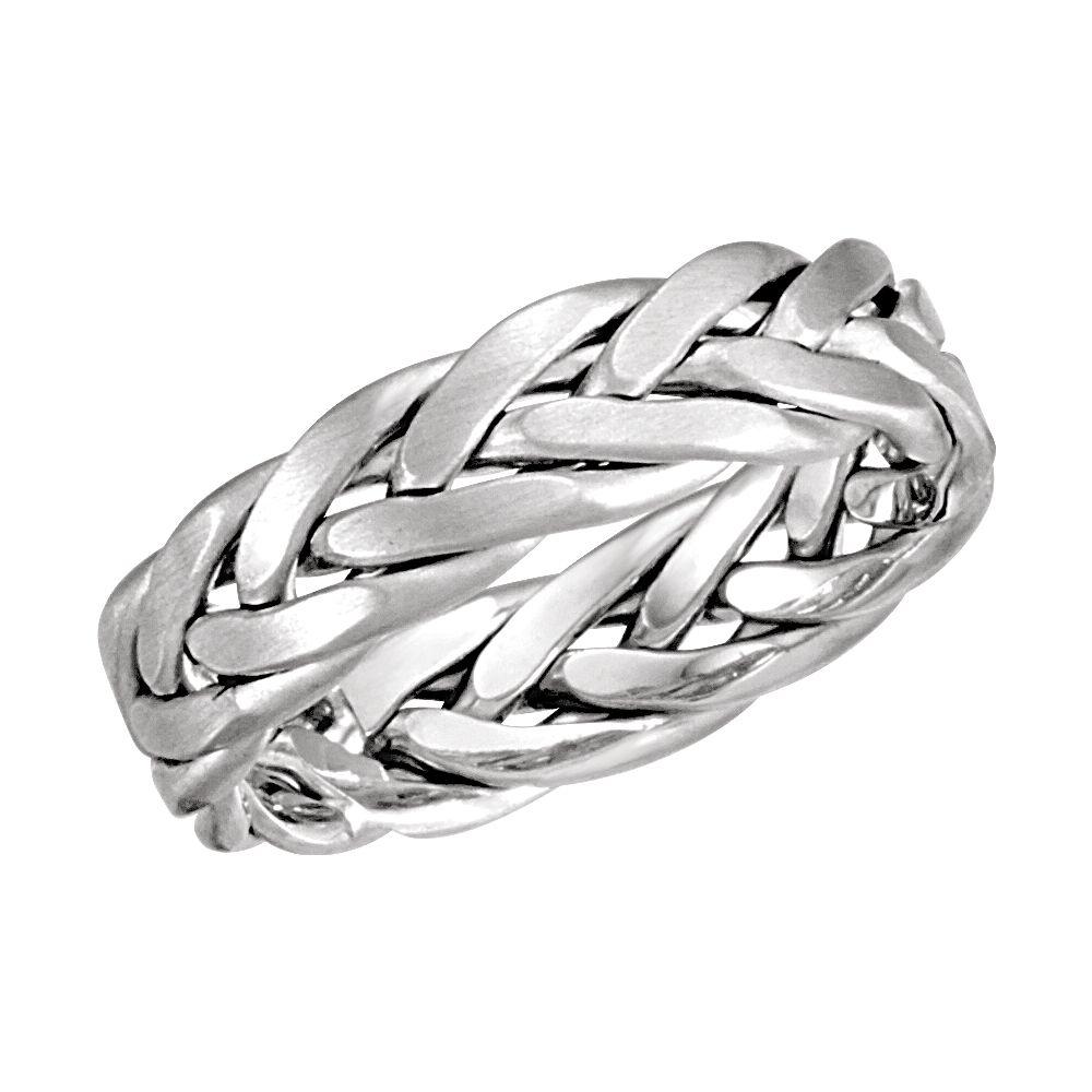 Jewelryweb 14k White Gold Bridal Engagement Ring Hand Woven Band Sz 10