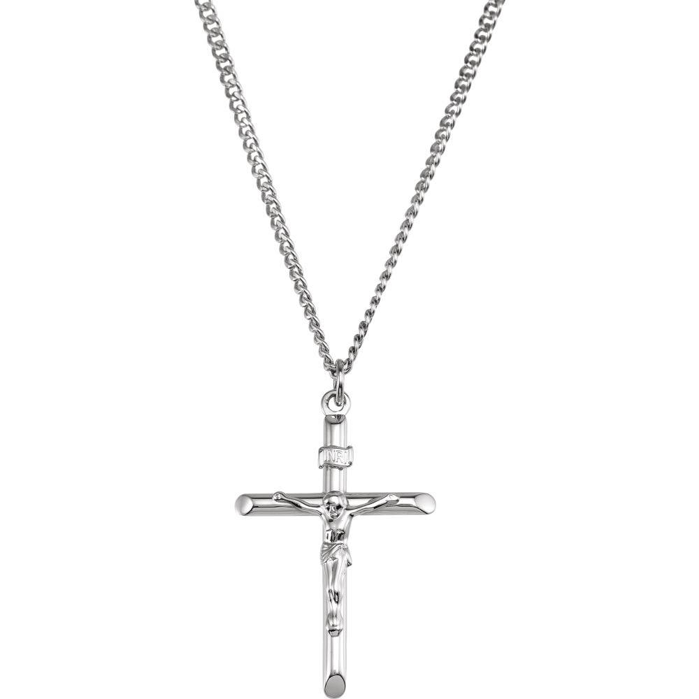 Jewelryweb Sterling Silver Crucifix Pendant 34x24mm
