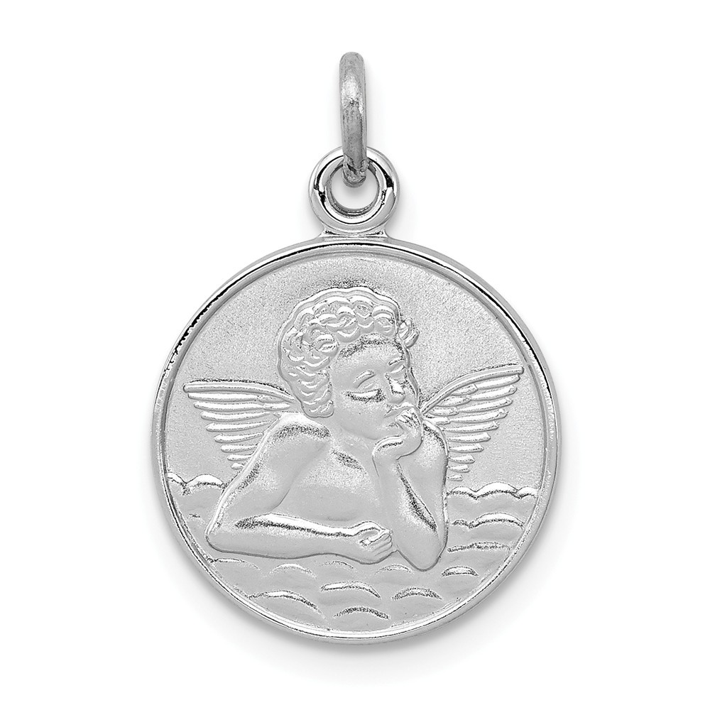 Jewelryweb Sterling Silver Guardian Angel Medal Charm