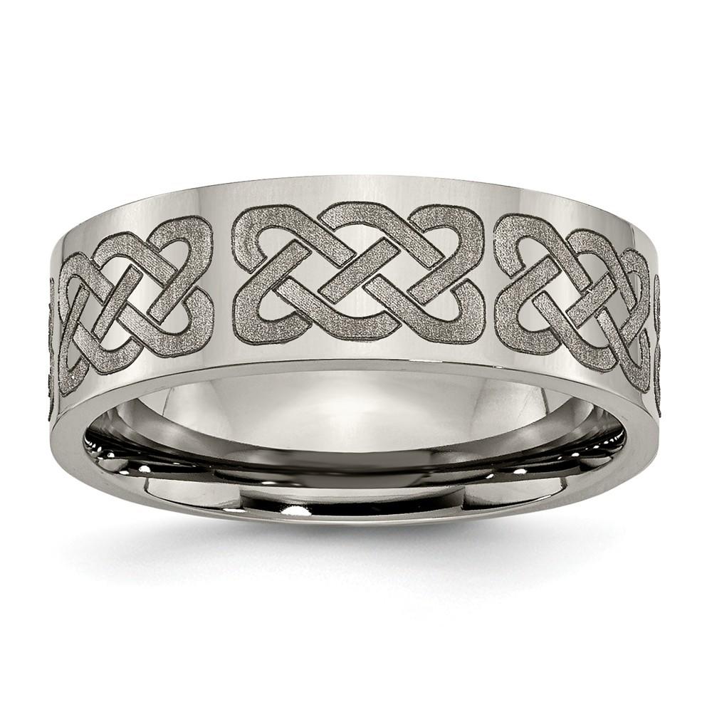 Jewelryweb Titanium Flat 8mm Polished Band Ring - Size 8