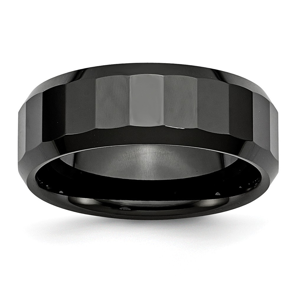 Jewelryweb Ceramic Black 8mm Polished Band Ring - Size 10.5