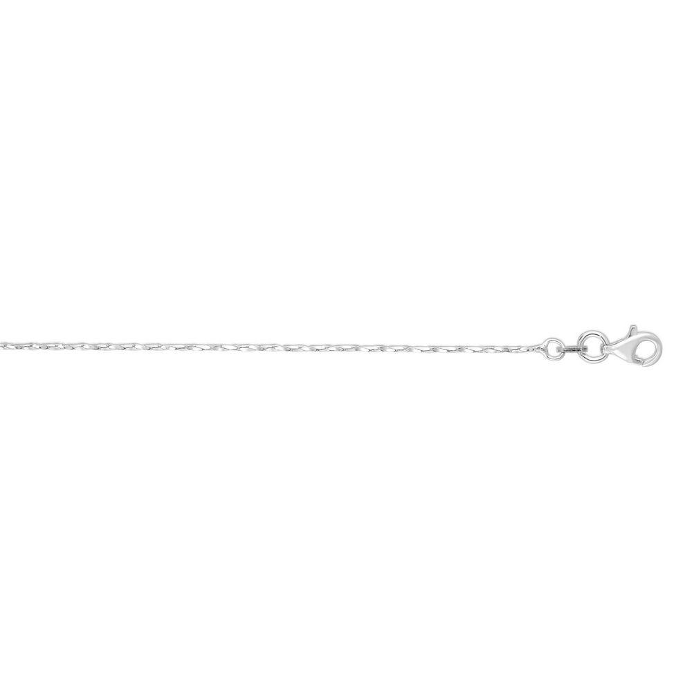 Jewelryweb Sterling Silver Rhodium Finish 0.85mm Diam-cut Two-tone Fancy Chain Lobster Clasp Necklace - 18 Inch